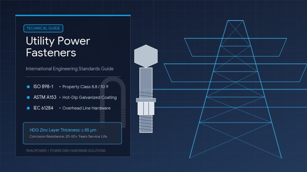 Hot-dip galvanized utility power fasteners for high voltage grid infrastructure