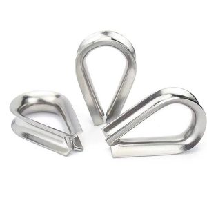 Stainless steel and carbon steel wire rope thimbles for guy wire protection