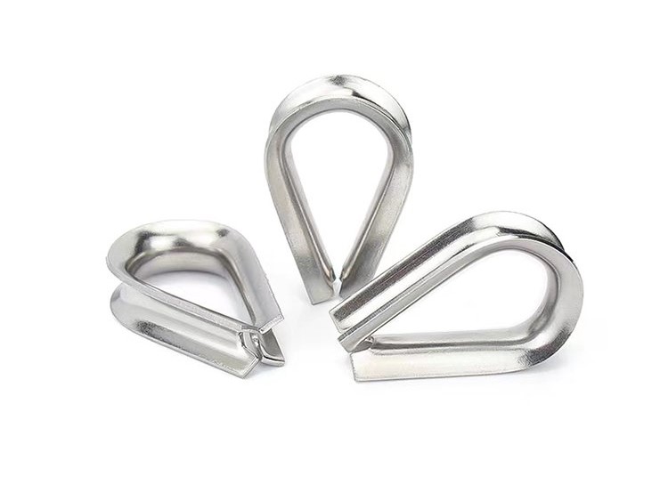 Stainless steel and carbon steel wire rope thimbles for guy wire protection