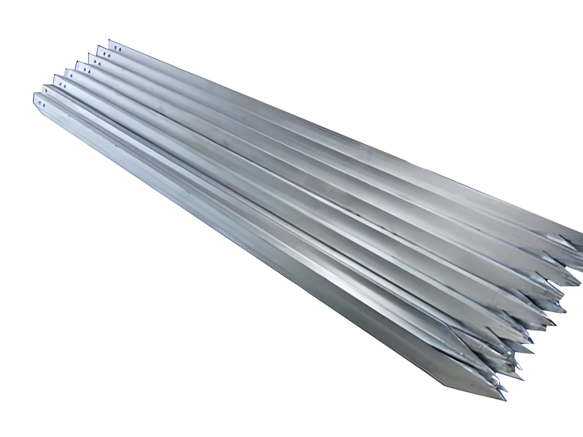 Bulk stack of hot dip galvanized steel angle ground electrodes for grounding grids
