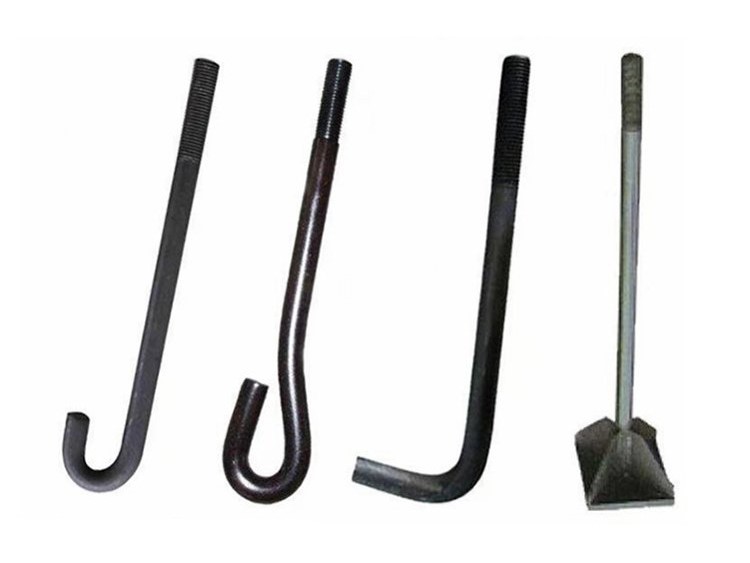 Embedded Foundation Anchor Bolt set featuring J-type, L-type, and plate anchor studs