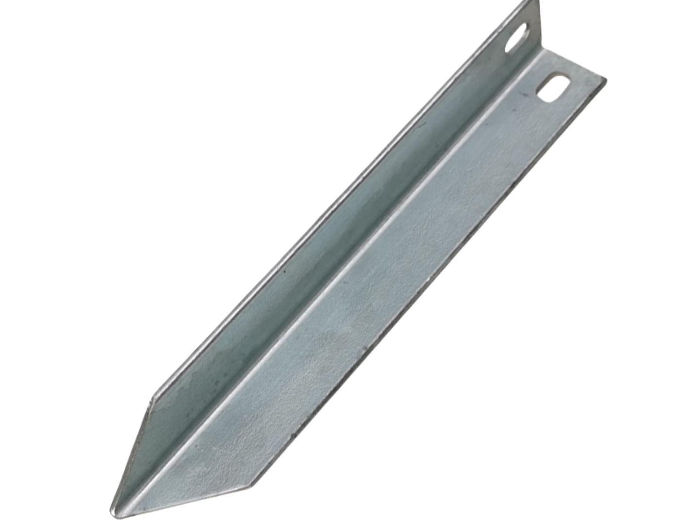 Hot dip galvanized steel angle ground electrode with pointed tip and connection holes