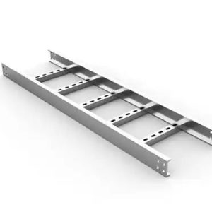 Hot dip galvanized steel ladder cable tray section with side rail and rungs