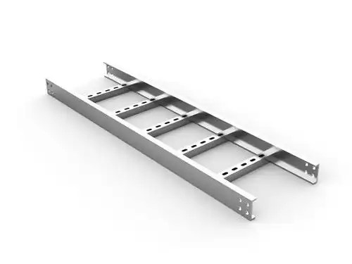 Hot dip galvanized steel ladder cable tray section with side rail and rungs