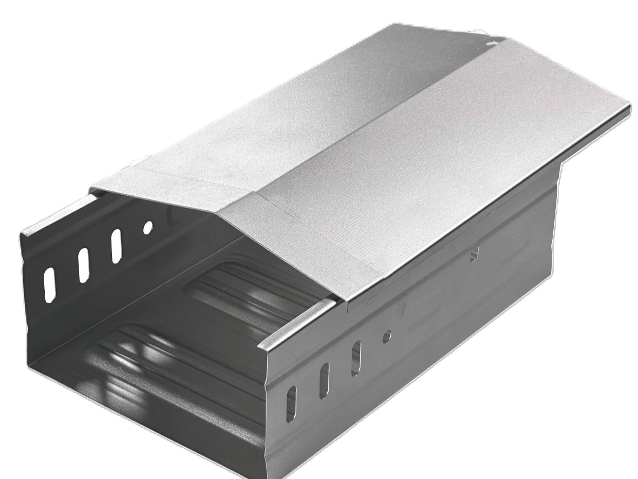 Peaked gable cable tray cover lid for water and dust shedding