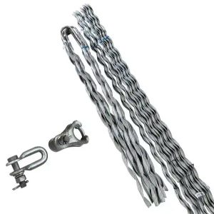 Preformed armor rod suspension clamp assembly with clevis for overhead conductor