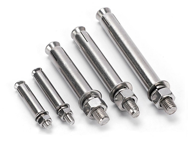 Sleeve expansion anchor bolts with nut and washers for concrete mounting