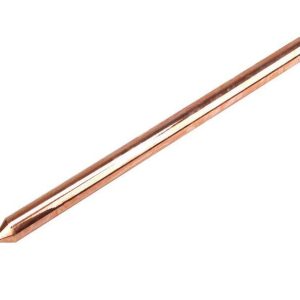Unthreaded copper bonded ground rod with pointed driving tip